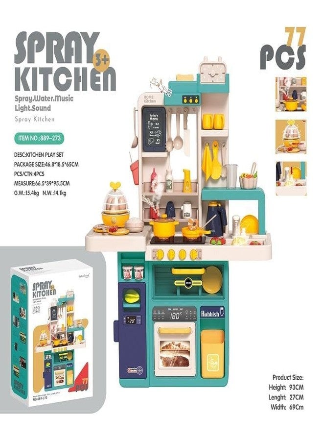 GIPTOC 77 Pcs Kids Kitchen Play Set - Premium Plastic Cooking Utensils with Light & Accessories | Pretend Play House Kitchen Toy for Boys & Girls Ages 3-6 | Best Birthday & Christmas Gift - Image 3
